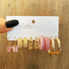 Wholesale Cshaped Imitation Pearl Earrings Set Alloy Animal Zodiac Pattern Set With Diamonds Retro Women's