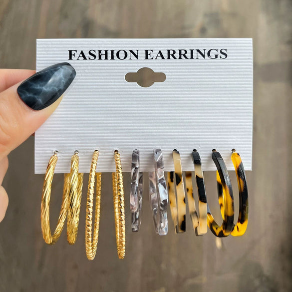 Wholesale Cshaped Imitation Pearl Earrings Set Alloy Animal Zodiac Pattern Set With Diamonds Retro Women's