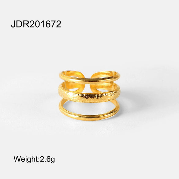 Wholesale Cshaped Stainless Steel Earrings And Geometric Titanium Steel Ring With 18K Gold Plated Electroplating