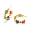 Wholesale Cshaped Stainless Steel Earrings With Inlaid Natural Stone 18K Goldplated Electroplated For Women Geometric Style