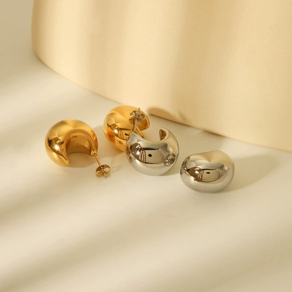 Wholesale Cshaped Titanium Steel Hollow Electroplated Geometric Earrings For Women
