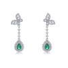 Wholesale Cultured Colored Gemstone Long Earrings S925 Silver Inlaid Cultured Ruby And Sapphire Geometric Elegant Set With Diamonds Women's