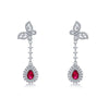 Wholesale Cultured Colored Gemstone Long Earrings S925 Silver Inlaid Cultured Ruby And Sapphire Geometric Elegant Set With Diamonds Women's