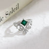 Wholesale Cultured Emerald And Diamond Set Crownshaped S925 Silver Ring For Women