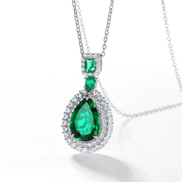 Wholesale Cultured Emerald Necklace 925 Silver O Word Chain Geometric Retro Style Set With Diamonds For Women