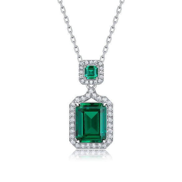 Wholesale Cultured Emerald Necklace 925 Silver O Word Chain Geometric Retro Style Set With Diamonds For Women