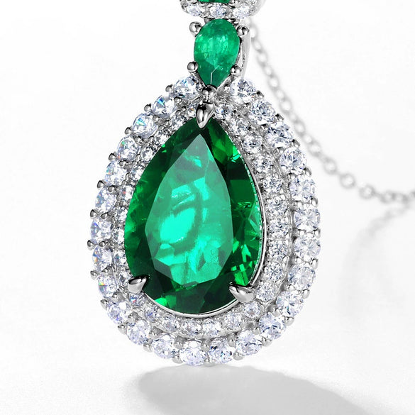 Wholesale Cultured Emerald Necklace 925 Silver O Word Chain Geometric Retro Style Set With Diamonds For Women