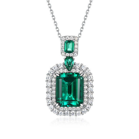 Wholesale Cultured Emerald Necklace 925 Silver O Word Chain Geometric Retro Style Set With Diamonds For Women