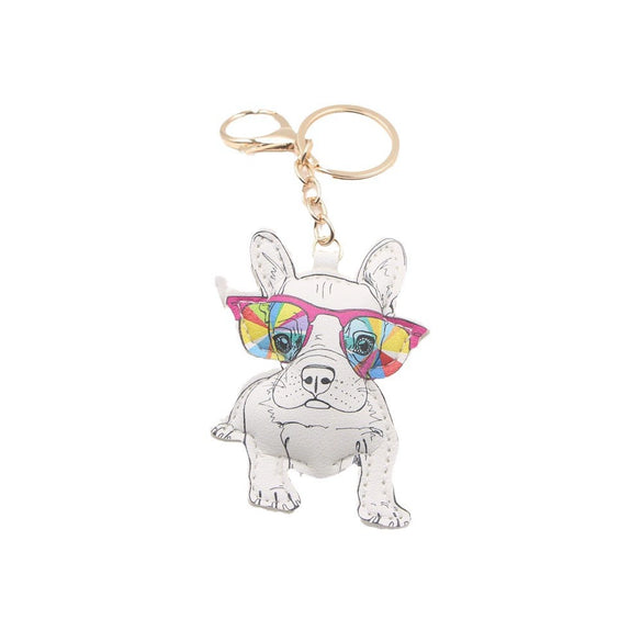 Wholesale Cute Animal Artificial Leather Sunglasses Puppy Backpack Pendant Car Keychain Accessories With Little Bear Pig Small Animals Pattern And Electroplating Design