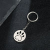 Wholesale Cute Animal Footprints Cat Claw Pendant Keychain Stainless Steel With Bear Piglet Small Animal Patterns Electroplated Heart Shaped And Round Geometric Design