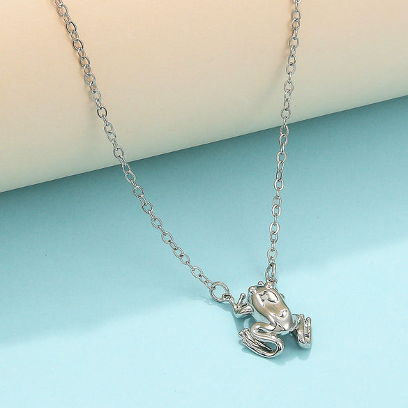 Wholesale Cute Animal Frog Pendant Necklace Copper Electroplating