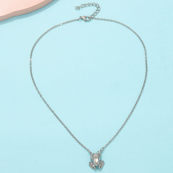 Wholesale Cute Animal Frog Pendant Necklace Copper Electroplating
