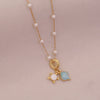 Wholesale Cute Animal Pattern Stainless Steel Marine Turtle Fishtail Clavicle Imitation Pearl Necklace