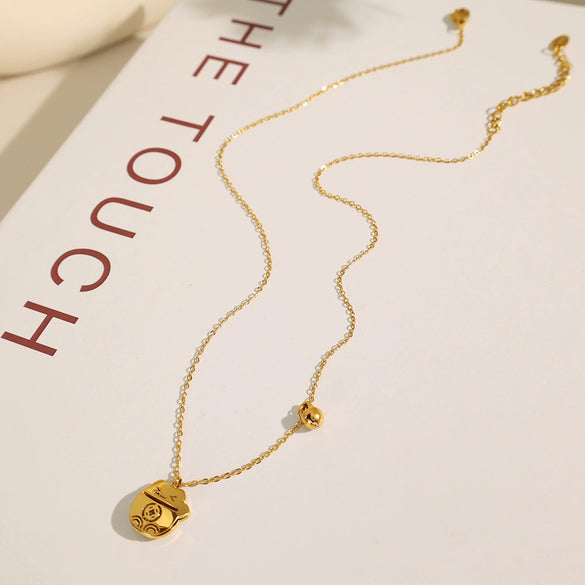 Wholesale Cute Animal Zodiac Cat Pendant Necklace 316L Stainless Steel 316L Stainless Steel Electroplating Jewelry