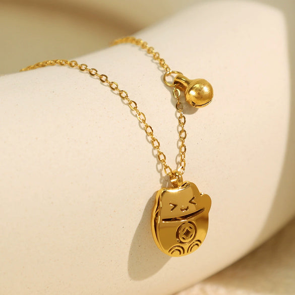 Wholesale Cute Animal Zodiac Cat Pendant Necklace 316L Stainless Steel 316L Stainless Steel Electroplating Jewelry