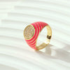 Wholesale Cute Candy Color Zircon Index Finger Ring For Women Copper Drop Oil Geometric Style