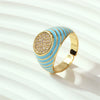 Wholesale Cute Candy Color Zircon Index Finger Ring For Women Copper Drop Oil Geometric Style