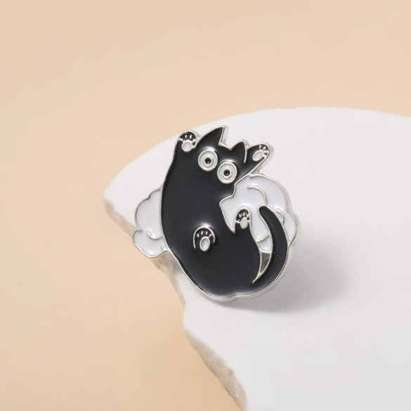 Wholesale Cute Cartoon Black Cat Cloud Shape Alloy Drop Oil Electroplated Brooch Badge