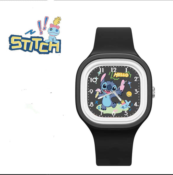 Wholesale Cute Cartoon Square Plastic Case And Silicone Strap Quartz Watch