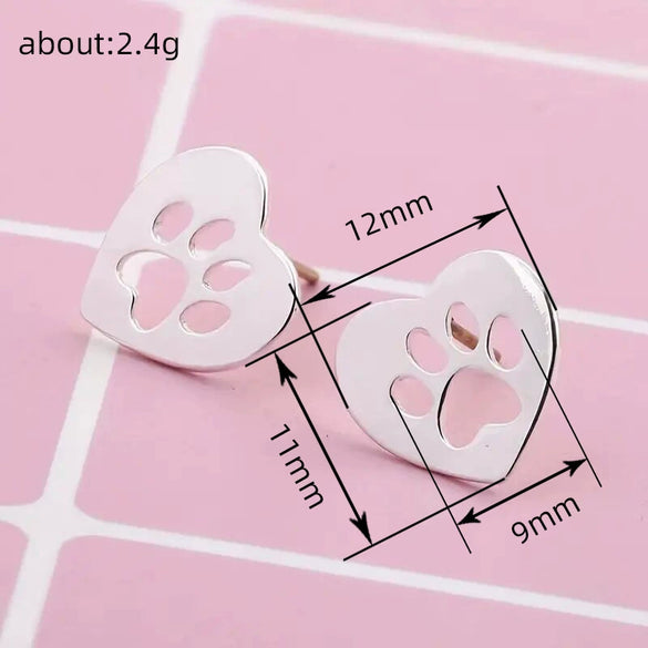 Wholesale Cute Cat Claw Earrings For Women Copper Inlaid Zircon With Heart And Animal Patterns