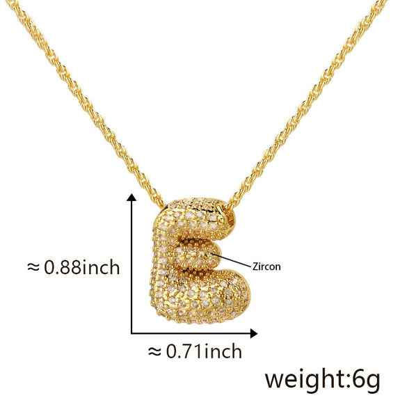 Wholesale Cute Chubby Letter Pendant Necklace Copper Inlaid Zircon Electroplated