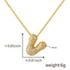 Wholesale Cute Chubby Letter Pendant Necklace Copper Inlaid Zircon Electroplated