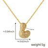 Wholesale Cute Chubby Letter Pendant Necklace Copper Inlaid Zircon Electroplated
