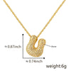 Wholesale Cute Chubby Letter Pendant Necklace Copper Inlaid Zircon Electroplated