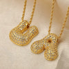 Wholesale Cute Chubby Letter Pendant Necklace Copper Inlaid Zircon Electroplated