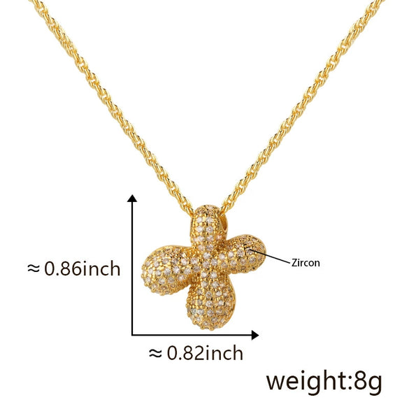 Wholesale Cute Chubby Letter Pendant Necklace Copper Inlaid Zircon Electroplated