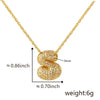 Wholesale Cute Chubby Letter Pendant Necklace Copper Inlaid Zircon Electroplated