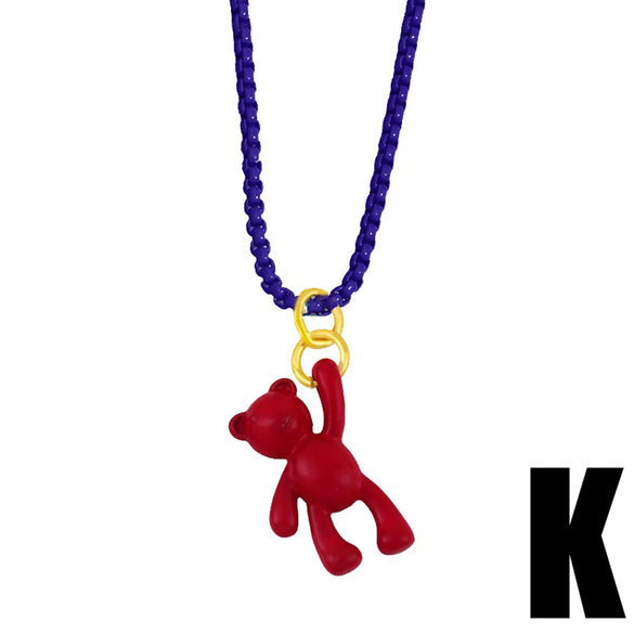 Wholesale Cute Color Bear Pendant Copper Necklace Gooddiy