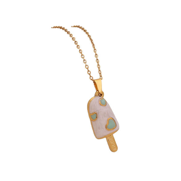 Wholesale Cute Donut Ice Cream Pendant Necklace Stainless Steel Jewelry