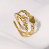 Wholesale Cute Electroplated Heartshaped Stainless Steel Open Ring For Women