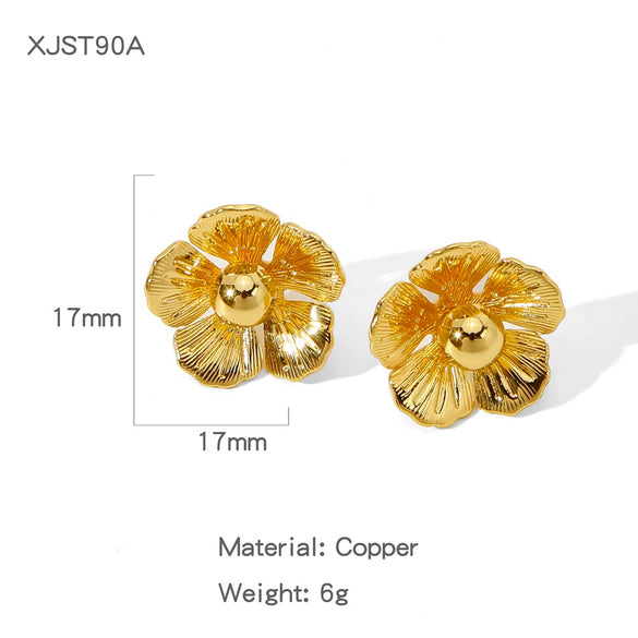 Wholesale Cute Flower Geometric Earrings Copper Electroplated