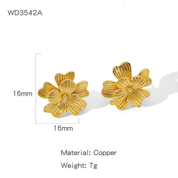 Wholesale Cute Flower Geometric Earrings Copper Electroplated