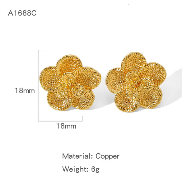 Wholesale Cute Flower Geometric Earrings Copper Electroplated