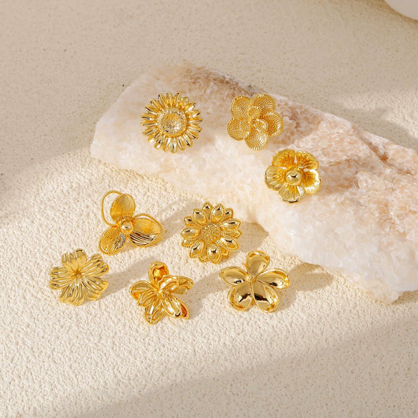 Wholesale Cute Flower Geometric Earrings Copper Electroplated