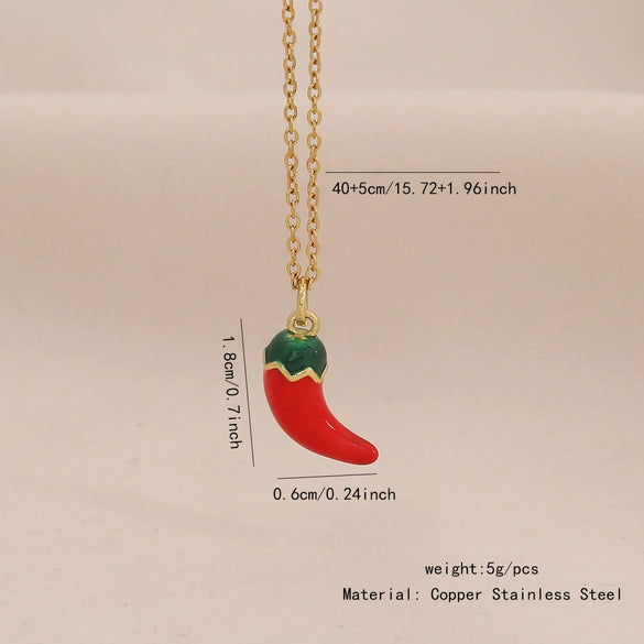 Wholesale Cute Fruit Pendant Stainless Steel And Copper Jewelry With Dripping Oil Processing For Women