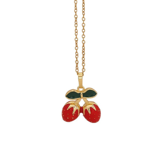 Wholesale Cute Fruit Pendant Stainless Steel And Copper Jewelry With Dripping Oil Processing For Women