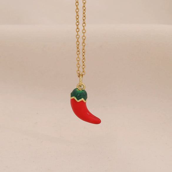 Wholesale Cute Fruit Pendant Stainless Steel And Copper Jewelry With Dripping Oil Processing For Women