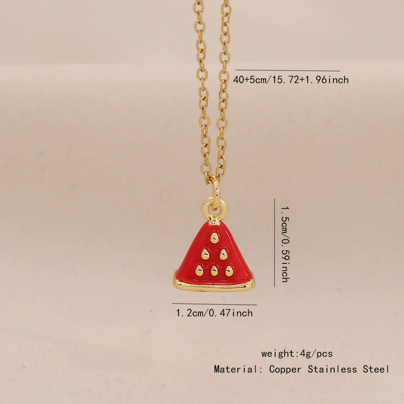 Wholesale Cute Fruit Pendant Stainless Steel And Copper Jewelry With Dripping Oil Processing For Women