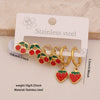 Wholesale Cute Fruit Shaped Stainless Steel Earrings With Dripping Oil Design For Women