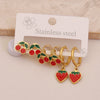 Wholesale Cute Fruit Shaped Stainless Steel Earrings With Dripping Oil Design For Women