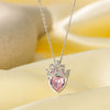 Wholesale Cute Girl Crown Pink Diamond Necklace Ring Set With O Chain Made Of Titanium Steel And Copper Electroplated