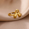 Wholesale Cute Letter Ring Copper 18K Goldplated
