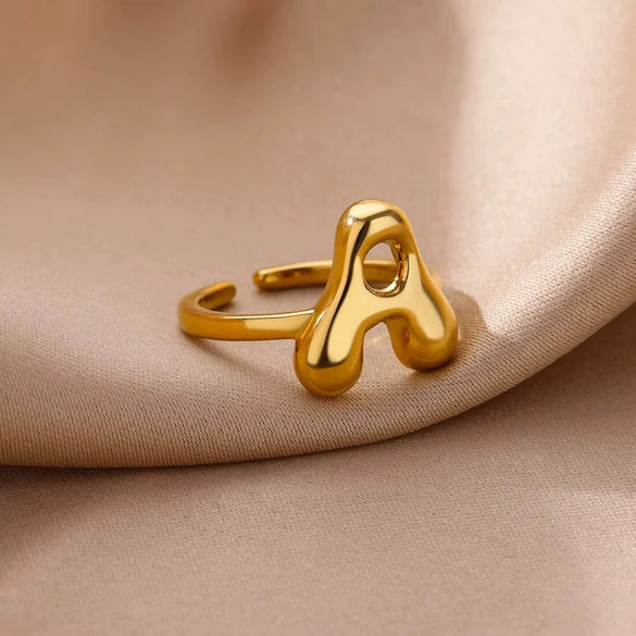 Wholesale Cute Letter Ring Copper 18K Goldplated