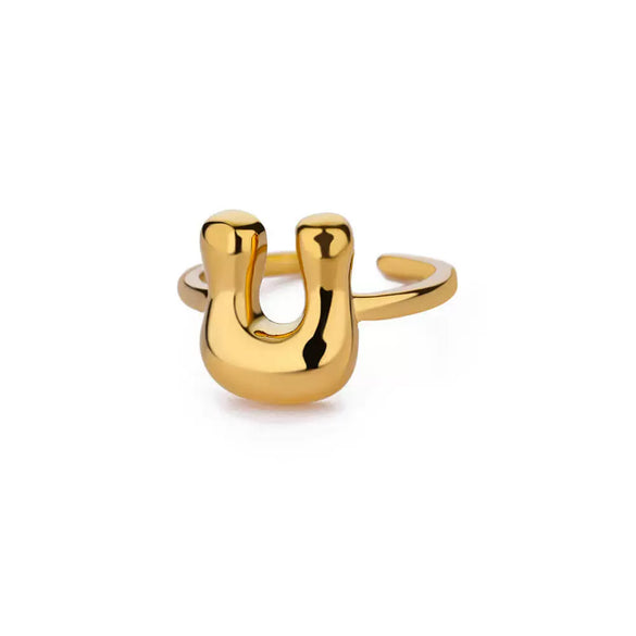 Wholesale Cute Letter Ring Copper 18K Goldplated