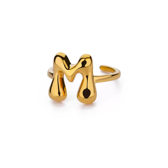 Wholesale Cute Letter Ring Copper 18K Goldplated