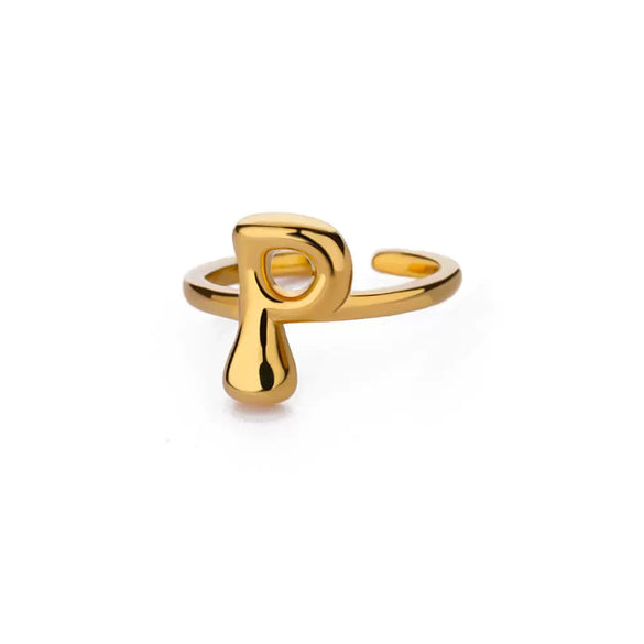 Wholesale Cute Letter Ring Copper 18K Goldplated